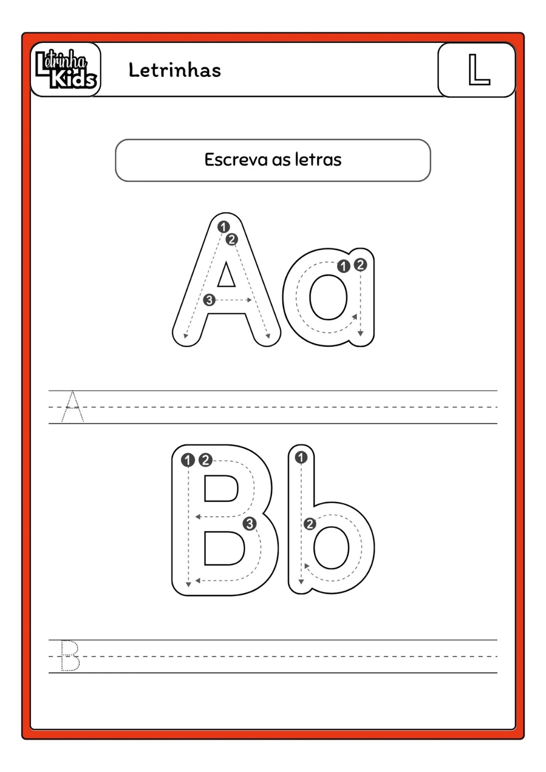 Exemplo de atividade: Traçado das Letras