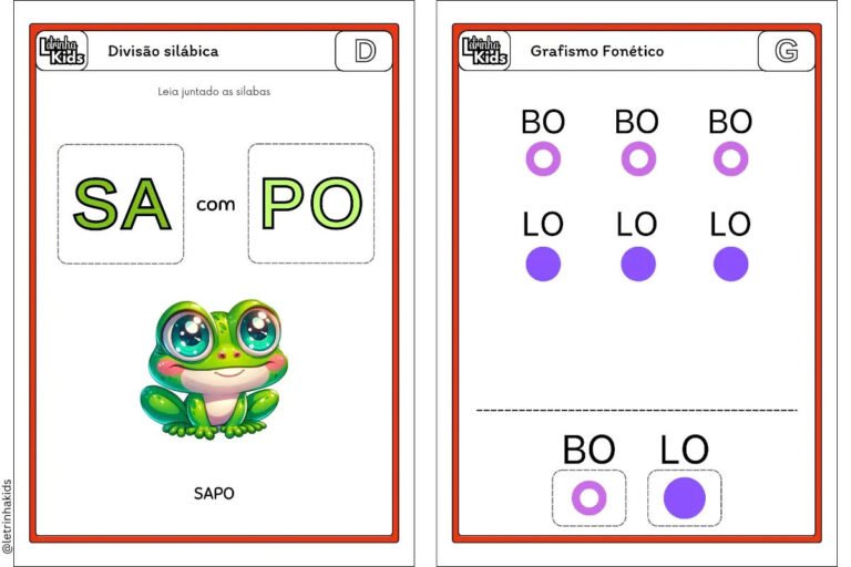 Graficos foneticos para imprimir: Apoio à alfabetização